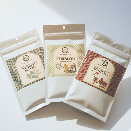Selection de thés japonais en sachets Tamaki Tea, sencha, kabusecha et hojicha
