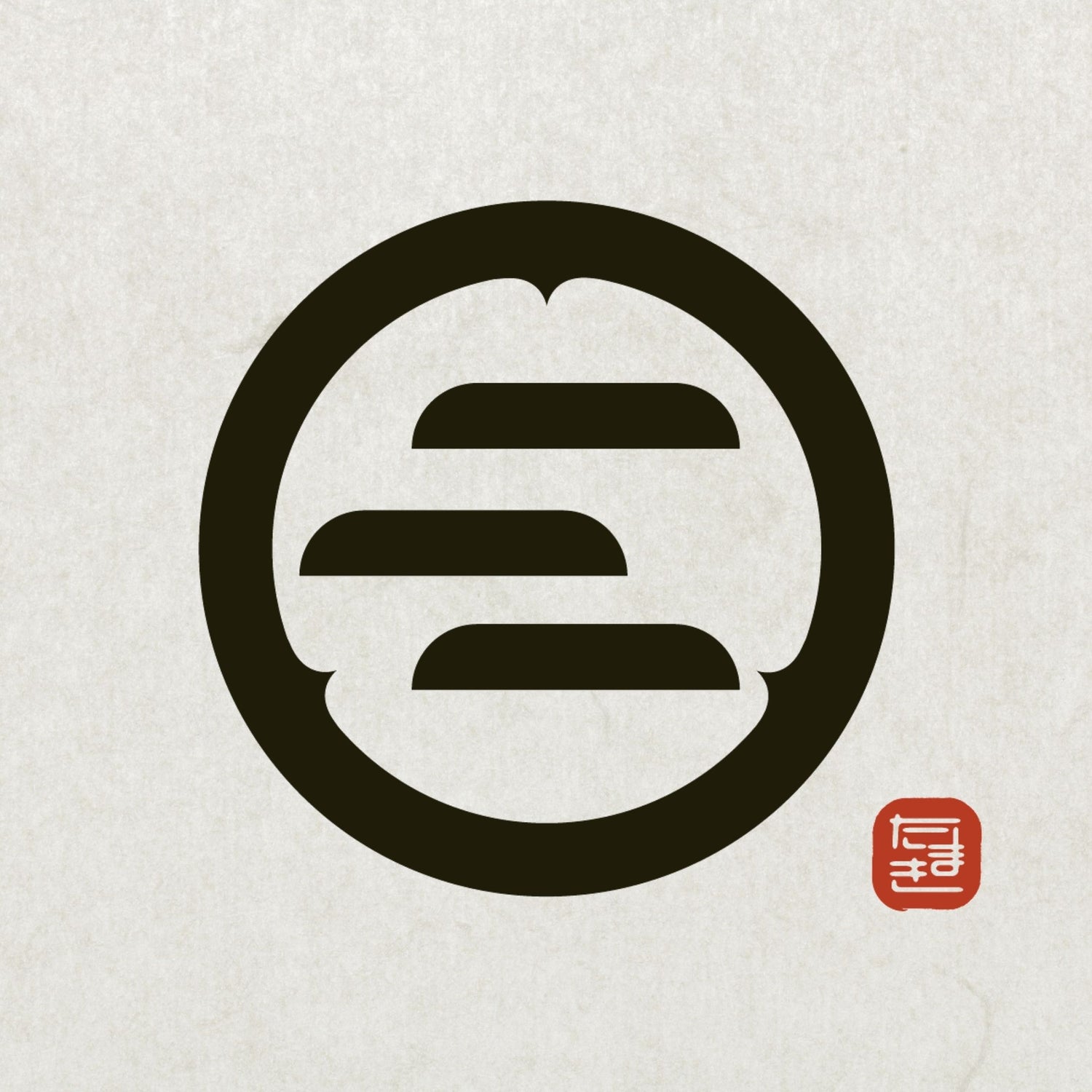 Logo TAMAKI TEA inspiré des champs de thé, design circulaire sur papier washi